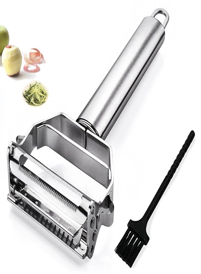 CLITZ Stainless Steel Peeler Julienne Cutter Slicer for Carrot Potato Melon Vegetable and Fruit with Cleaning Brush - Image 1